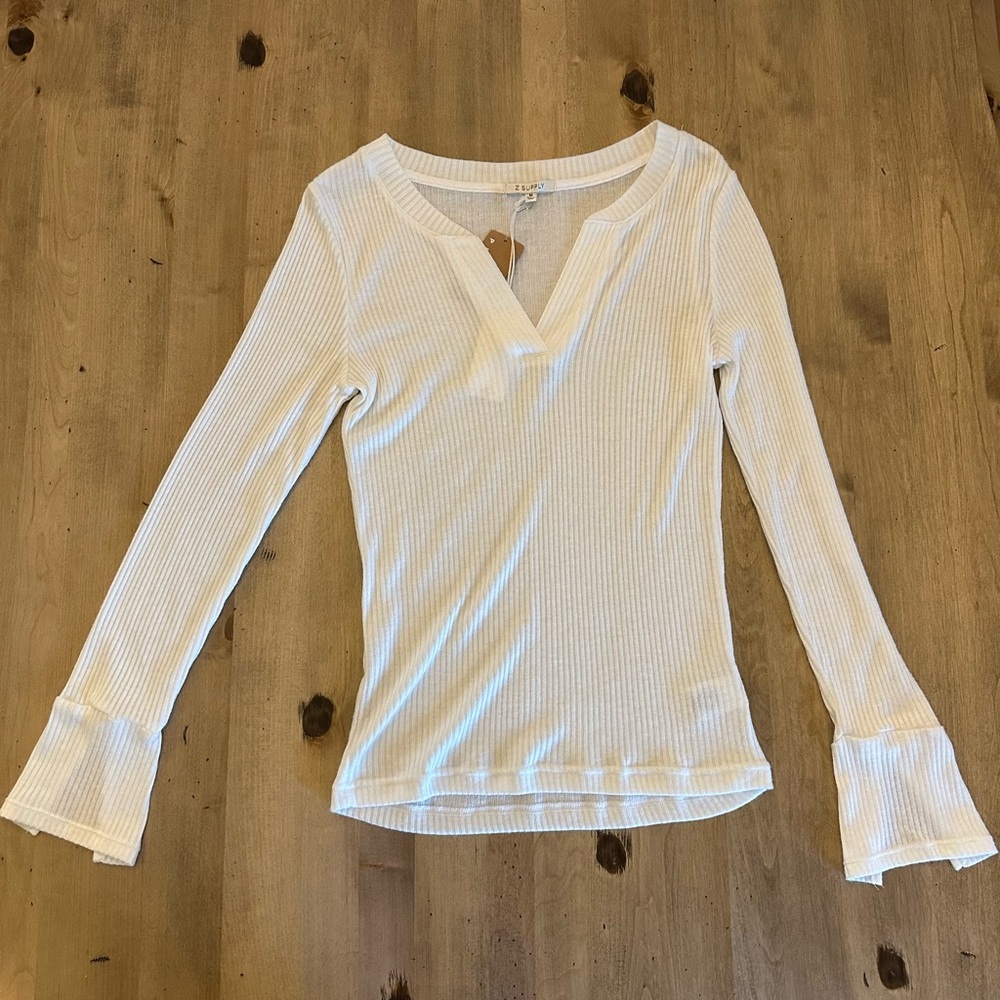 Z Supply Ezri Rib Longsleeve Top with Notch